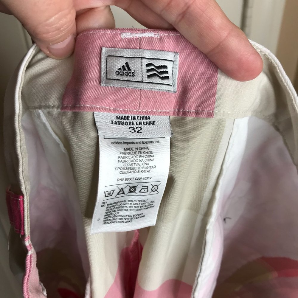 Adidas Men's Flat Front Plaid Golf Shorts Pink/Beige/White ~ Size 32 - Picture 4 of 4